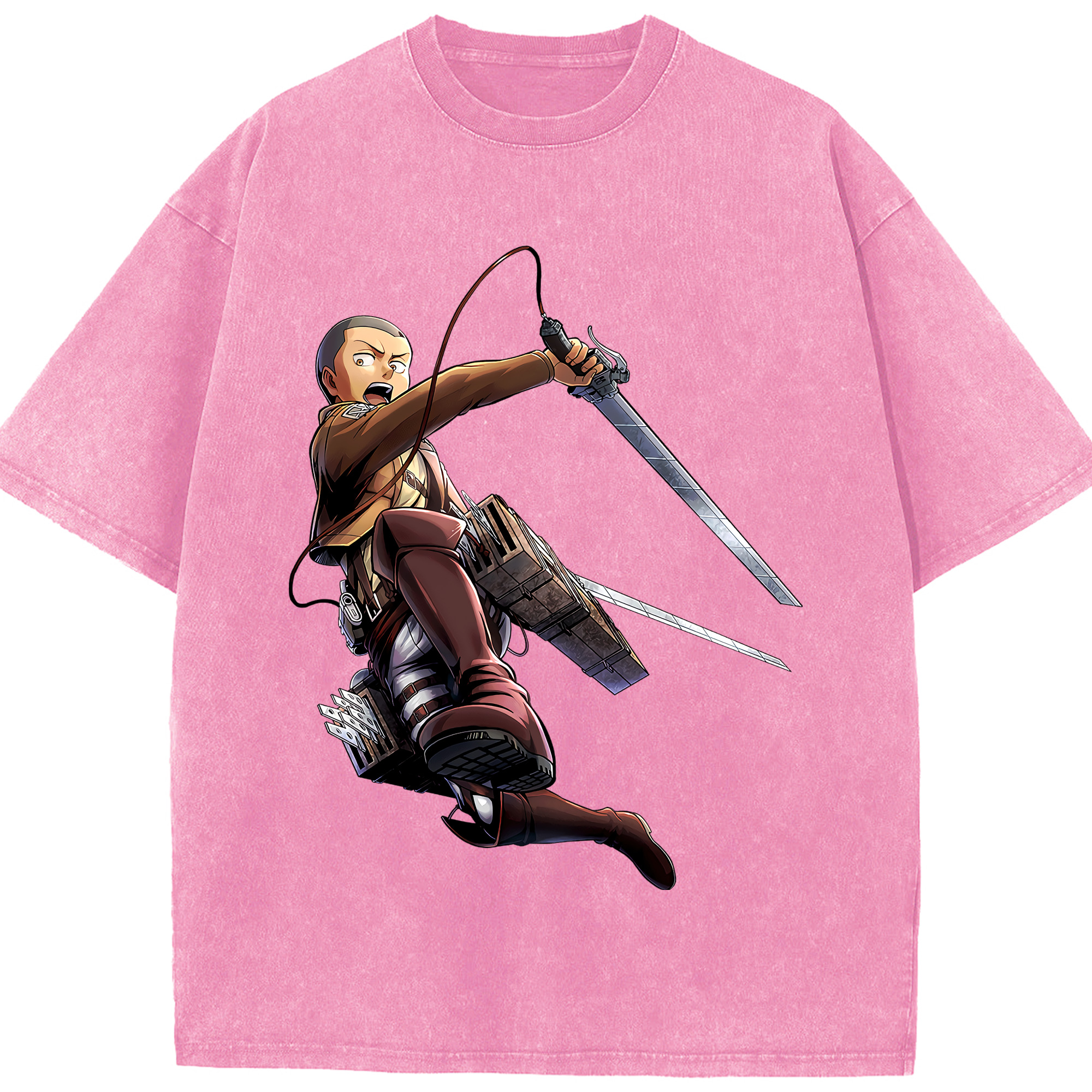 （画像用） 進撃の巨人 コニー·スプリンガー Attack on Titan Connie Springer 綿100% ヴィンテージ風 半袖Tシャツ（フロントプリント）